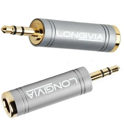 Abbildung von Longivia® 2 Stück Adapter Klinke 3.5 mm auf 6.35mm Reines Kupfer mit Vergoldete Kontakte Klinkenadapter 3 5 6 Stereo Klinkenstecker Audio Mini