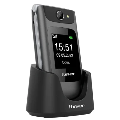 Abbildung von Funker C250 Comfort 4G Klapphandy für Senioren, Tasten und große Tasten, einfach zu bedienen, SOS Taste, USB C, 3 Direktspeicher, 2000 Kontakte, 1450mAH Akku, Ladestation