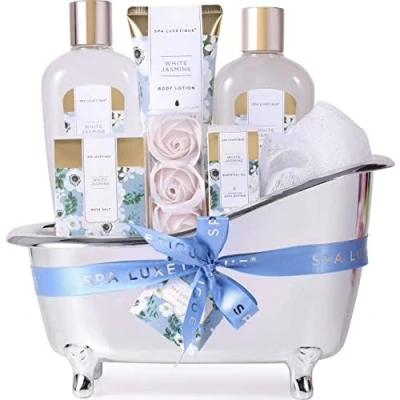 Abbildung von Geburtstagsgeschenke für Frauen Spa Luxetique Geschenk Set, 8pcs Jasmin Badeset mit ätherischem Öl, Pamper Sets Frauen, Mama Geschenke, Valentinstag Weihnachtsgeschenke