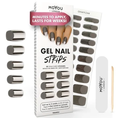 Abbildung von MOYOU LONDON Halbgehärtete UV Gel Strips 20 Stück Nagelfolien Härtend für Maniküre in Salonqualität Tiramisu