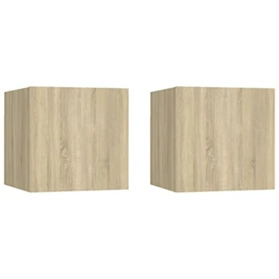 Abbildung von vidaXL 2X Nachttisch Hängend Nachtschrank Nachtkonsole Nachtkommode Schlafzimmer Kommode Schrank Wandschrank Sonoma Eiche 30,5x30x30cm Holzwerkstoff