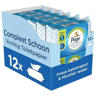 Abbildung von Page Feuchtes Toilettenpapier Komplett Sauber 456 Stück (12 x 38 Stück) Vorteilspack