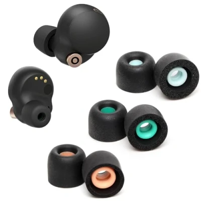 Abbildung von Memory Foam Ear Buds für Sony WF 1000XM4, Ohrstöpsel Ersatz Piece Tips 1000XM4 Fit Charging Case (Matte Oberfläche, 3 Paar, SML)