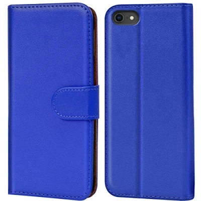 Abbildung von Verco iPhone SE 2020 2022 Hülle, Handyhülle für 7/8, 2. Gen. 3. Tasche PU Leder Flip Case Brieftasche Blau