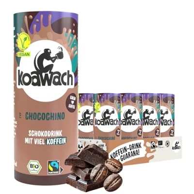 Abbildung von koawach Schoko Drink in versch. Geschmacksrichtungen Trinkschokolade Koffein Kakao Getränk Dose Guarana Schokolade Energy Bio Fairtrade (12 x 235 ml) (Chocochino (vegan))
