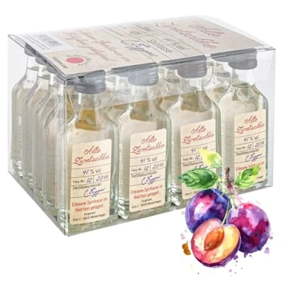 Abbildung von Kinky Drinks ALTE Zwetschke Schnaps 20 x mL Exquisiter und milder Obstbrand, im Holzfass gelagert, 41 % Entdecken Sie den Premium Genuss der Linie aus Deutschland!