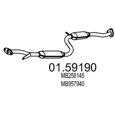 Abbildung von MTS 01.59190 Mittelschalldämpfer 1590 VOLVO: V40 Kombi, S40 I, MITSUBISHI: Carisma Limousine, Schrägheck