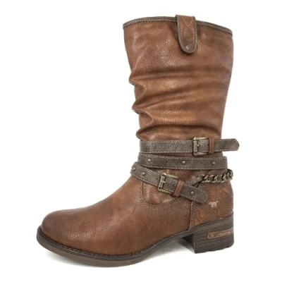 Abbildung von Mustang Cowboy/Bikerboot, Damen, Größe: 38, Cognac Schuhe