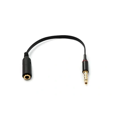 Abbildung von System S Audio Kabel 15 cm Stereo AUX Klinke 3,5 mm Stecker zu Buchse flach in Schwarz