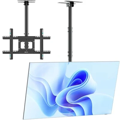 Abbildung von ONKRON TV Wand Deckenhalterung 32 80 Zoll, VESA 100x100 600x400 mm Deckenhalterung, (bis 80,00 neigbar 5 +15, schwenkbar bis 60, Belastbarkeit 68,2 kg)