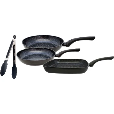 Abbildung von Elo Pfannen Set &quot;Pre Belugo&quot;, Aluminium, (Set, 4 tlg., je 1 Bratpfanne Ø 20/24 cm, Grillpfanne 28x28 Servierzange), keramische Beschichtung, Induktion