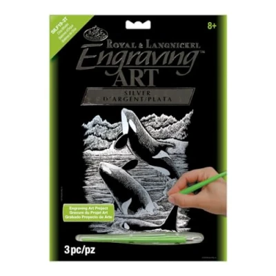 Abbildung von SILVER ENGRAVING ORCA WHALES