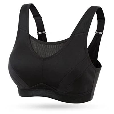 Abbildung von Wingslove Damen Sport BH ohne Bügel Nicht Gepolstert High Impact Bustier Halt Joggen （Schwarz 36B）