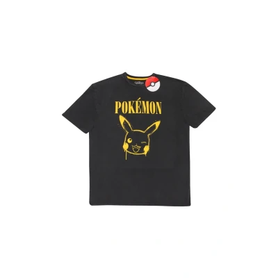 Abbildung von Henry Tiger POKÉMON Graffiti Pikachu Tshirt print, Herren, Größe: Medium, Acid washed black