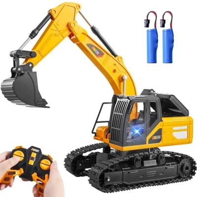 Abbildung von JOYIN Ferngesteuertes Bagger Spielzeug für ab 3 4 5 6 7 8 9 Jahren Junge, 2,4 GHz RC Spielzeugautos mit Licht und Sound, Geburtstags Geschenk