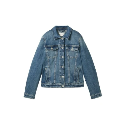 Abbildung von TOM Tailor MIT Recycelter Jeansjacke, Damen, Größe: XL, Used dark stone blue denim