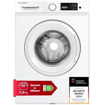 Abbildung von Telefunken Waschmaschine 7kg Frontlader 1200 U/Min. Inverter Motor Leise &amp; Effizient AquaStop Schutz vor Wasserschäden Schontrommel Washing Machine 15 Programme EEK B W 7