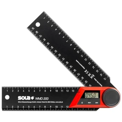 Abbildung von SOLA WMD 200 Digitaler Winkelmesser Länge mm Anschlagwinkel mit LCD Anzeige für exakte Winkelmessungen Schreinerwinkel digital Lineal Metall und Holzbearbeitung