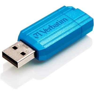 Abbildung von Verbatim PinStripe USB Stick 64GB, 2.0, Speicherstick, für Laptop Notebook Ultrabook TV Autoradio, 2.0 Stick, Datenstick mit Schiebemechanismus, Carribean Blue