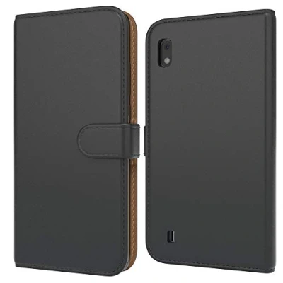 Abbildung von EAZY CASE Tasche kompatibel mit Samsung Galaxy A10 Schutzhülle Standfunktion Klapphülle im Bookstyle, Handytasche Handyhülle Flip Cover Magnetverschluss und Kartenfach, Kunstleder, Schwarz