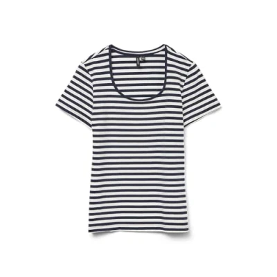 Abbildung von Vero Moda Vmlotte Tshirt print, Damen, Größe: Small, Snow white/navy blazer