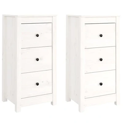 Abbildung von vidaXL 2X Sideboard mit Schubladen Kommode Anrichte Schrank Beistellschrank Mehrzweckschrank Schubladenschrank Weiß 40x35x80cm Massivholz Kiefer