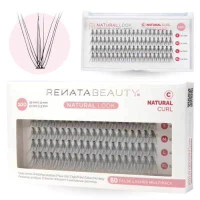 Abbildung von Renata Beauty 10D NATURAL Look [C Curl] Einzelwimpern für Wimpernverlängerung Falsche Wimpern im Set mit 80 St. 10 13mm Faux Lashes Cateyes, lange etc. 3D Fake einzeln