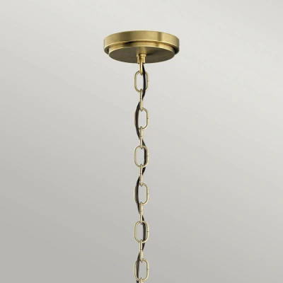 Abbildung von Elstead Lighting QN ROUX3 NBR QUINTIESSE Hängeleuchte Roux E27 3x40W Stahl, Naturmessing; Rippenglas klar H:50.2cm Ø40.6cm dimmbar höhenverstellbar