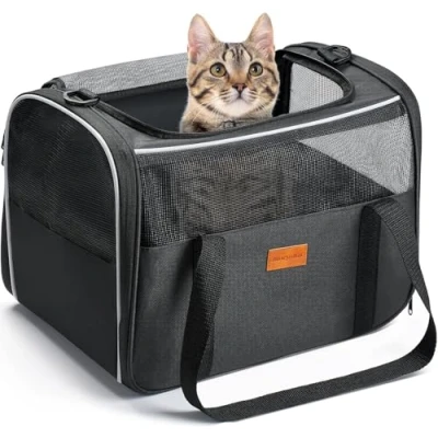Abbildung von Morpilot Katzentransportbox für Katzen und Welpen bis 5kg, Katzenbox Hundetasche mit Sicherheit Reißverschlüsse, Transportbox Katze Hunde Der Gang zum Tierarzt Auto Fugzeug