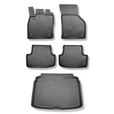Abbildung von Mossa Set TPE Fußmatten Auto + Kofferraumwanne passend für Audi A3 8V Hatchback, Sportback (08.2012 03.2020) schwarz Automatten Autoteppiche Kofferraummatte rutschfest Schutzmatte G2