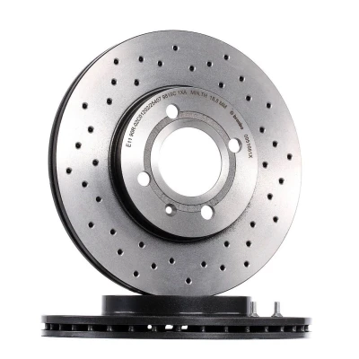 Abbildung von BREMBO XTRA LINE 09.5166.1X Bremsscheibe 256 20 4 gelocht/innenbel. beschichtet mit Schrauben VOLKSWAGEN: Vento, GOLF 2, Lupo / 3L, SEAT: Ibiza 2