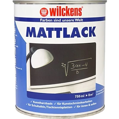 Abbildung von Wilckens Farben Kunstharzlack Mattlack Tiefschwarz (RAL 9005), 750 ml, für den Innen und Außenbereich
