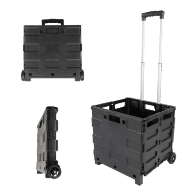 Abbildung von Einkaufstrolley, Transporttrolley, faltbarer Transportwagen, fahrbare Transportbox schwarz