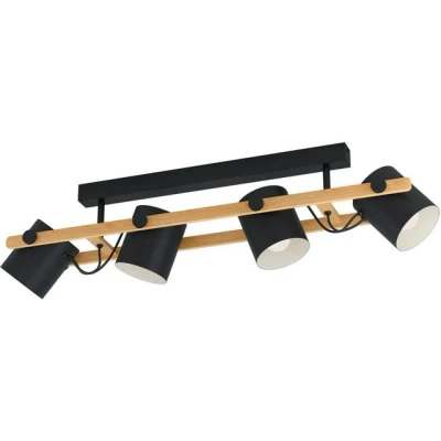 Abbildung von Eglo 43558 Deckenleuchte HORNWOOD schwarz, creme braun E27 4X28W L:100cm B:19cm H:27,5cm dimmbar