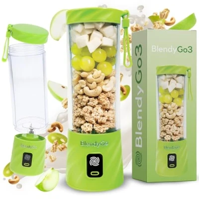 Abbildung von BlendyGo 3® Mixer Smoothie Maker, Klein, Mini Portable Blender, Tragbarer USB, Maker to go, Standmixer 550 ml, BPA freie, PulseMotion &amp;BlendPro Technologie (Grün)