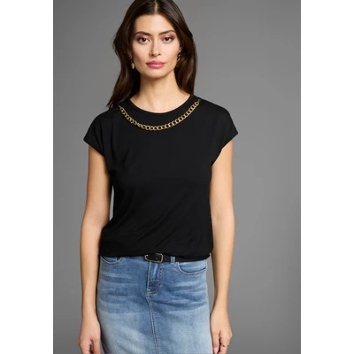 Abbildung von Laura Scott Rundhalsshirt, mit goldfarbener Zierkette