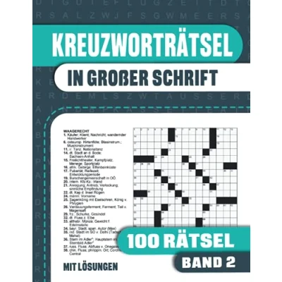 Abbildung von Kreuzworträtsel in großer Schrift: 100 mit Schrift für Senioren und Erwachsene Band 2