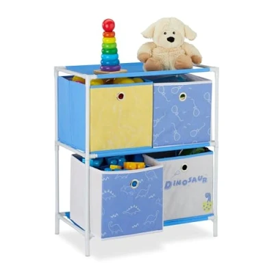 Abbildung von relaxdays Steckregal Kinderregal Dino mit Boxen, 4