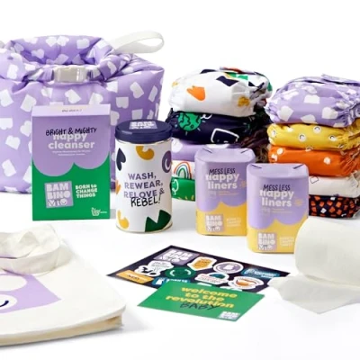 Abbildung von Bambino Mio, wiederverwendbare Windeln im Set Little Rebel Box, 10 x Stoffwindeln, Windelvlies, Wetbag und Waschzusatz, Mutig
