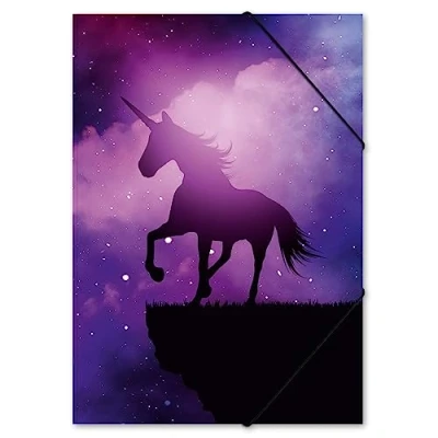Abbildung von itenga Zeichenmappe DIN A3 mit Motiv Gummizugmappe Sammelmappe für Kinder Jugendliche Schüler Mädchen Jungen (magisches Einhorn A3)