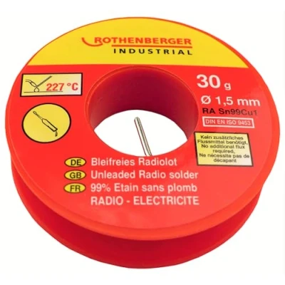 Abbildung von ROTHENBERGER Industrial Bleifreies Radiolot SN99Cu1 Ø 1,5 mm 30 g, 1000002350