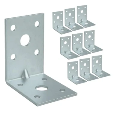 Abbildung von OMIDEAS 10 x Winkelverbinder mit Sicke (50 50 35 2) Lochwinkel Bauwinkel Holzverbinder Schwerlast Verbinder Winkel, Silber Verzinkt