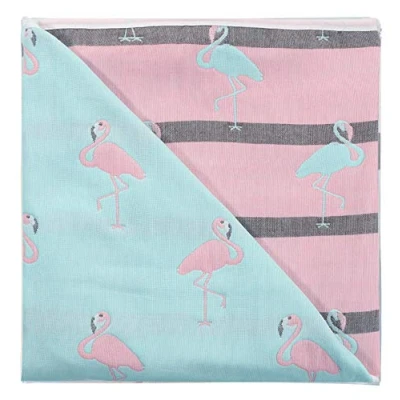 Abbildung von Hayisugar Baby Decke Kuscheldecke, super weich,110x110cm, 100% Baumwolle, 6 lagig, Babydecke, Kinderwagendecke, Einschlagdecke, Kinderdecke,Erstlingsdecke, Flamingo