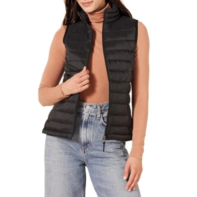 Abbildung von Amazon Essentials Damen Leichte, Wasserbeständige Pufferweste, Verstaubar, Schwarz, XS