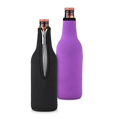 Abbildung von kwmobile 2X 330 500ml Flasche Flaschenkühler für Bier und andere Getränke aus isoliertem Neopren Kühler in Schwarz Violett