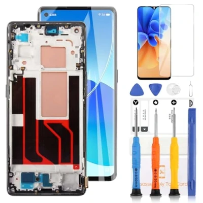 Abbildung von TFT LCD Bildschirm für Oppo Reno 6 PRO 5G PEPM00 CPH2249 6,55 Zoll Display Touchscreen Digitizer Assembly Ersatzteil Reno6 mit Werkzeugen (Schwarz Rahmen)