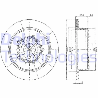 Abbildung von DELPHI BG2662 Bremsscheibe 254 24 5 Belüftet geölt unbehandelt ohne Radlager, ABS Sensorring FORD: Transit Mk4 Pritsche/Fahrgestell
