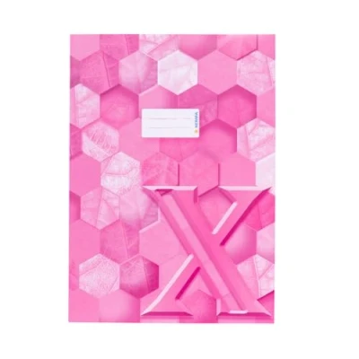 Abbildung von HERMA 20095 Heftumschlag A4 Karton Rosa, veredelte Hefthülle mit Beschriftungsfeld aus stabilem &amp; extra starkem Papier, Heftschoner Hexagon Muster Motiv für Schulhefte, farbig