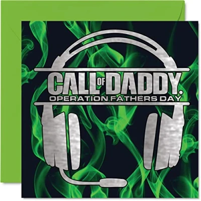 Abbildung von Stuff4 Gaming Vatertagskarten für Papa The C.O.D Vater Coole Happy Fathers Day Karte von Sohn Tochter, 145 mm x Videospiel Gamer Vatertag Grußkarten Geschenk