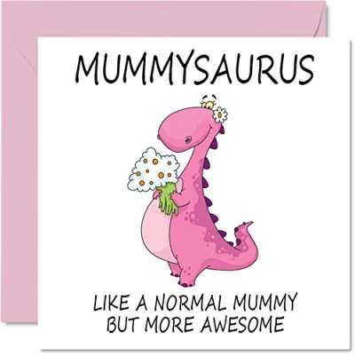 Abbildung von Muttertagskarten für Mama Mummysaurus Geburtstagskarte von Tochter und Sohn, Happy Birthday Mummy, Mum Dinosaurier Geburtstagskarte, 145mm, Muttertags Grußkarten Mama,